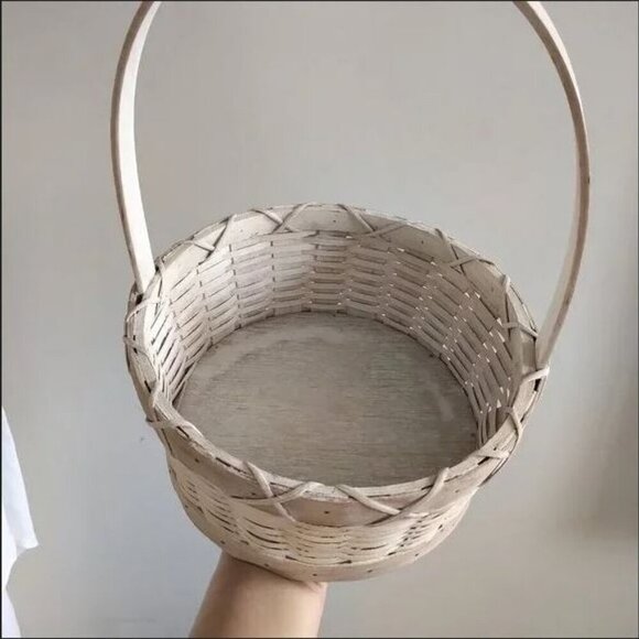 🌱2/$45🌱Handmade Flower girl basket Easter Cottagecore Boho Rustic White washed - Picture 6 of 16